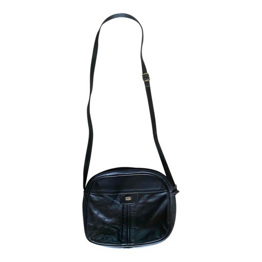 Black faux leather shoulder bag