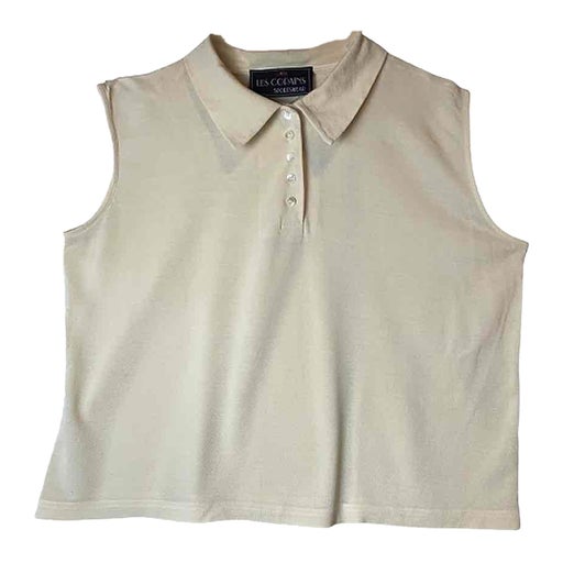 Sleeveless silk polo shirt