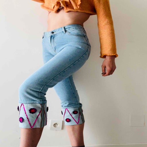 Denim cropped trousers