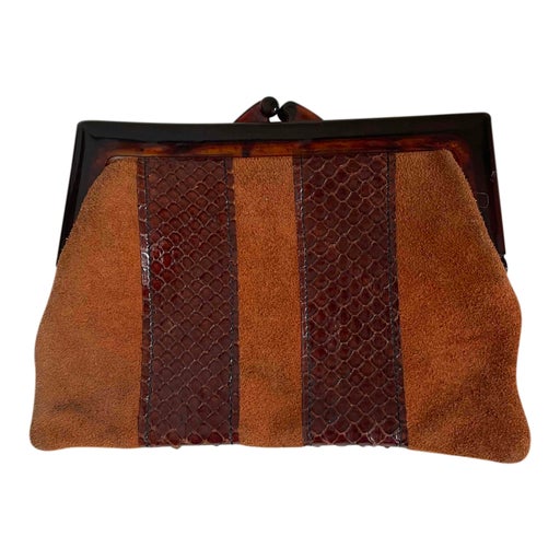 Leather and suede pouch