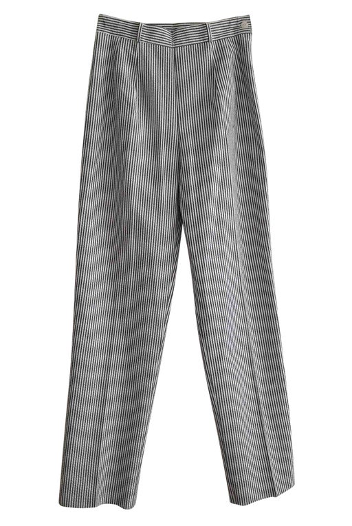 Striped pleated trousers