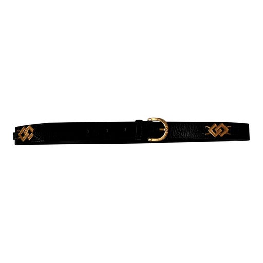 Leather and gold metal belt
