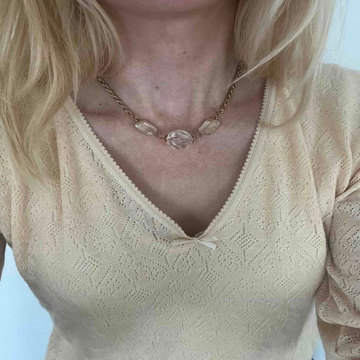 Collier métal doré et perles
