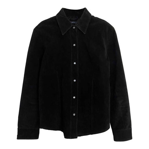 On leather shirt