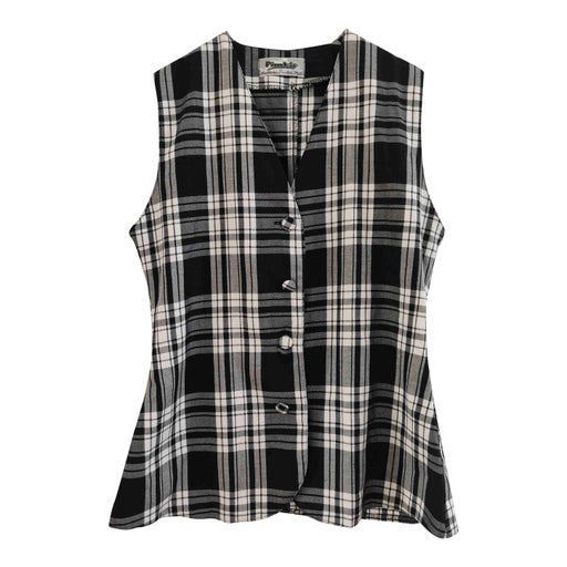 Checked sleeveless cardigan