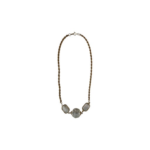 Collier métal doré et perles