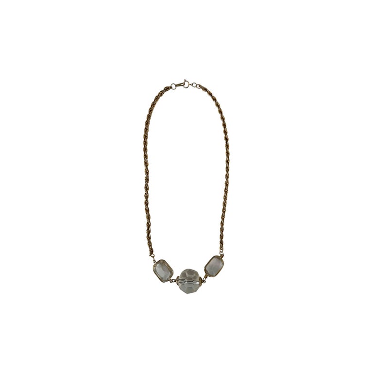 Collier métal doré et perles