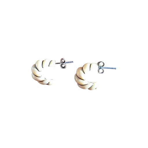 Ivory and silver half-hoops