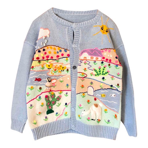 Embroidered cotton cardigan