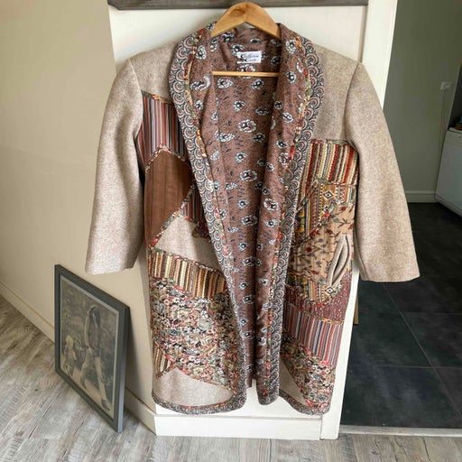Wool patchwork coat