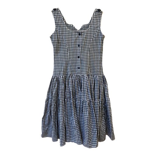 Black and white check pattern dress with an