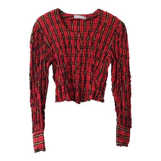 Blouse froncée à carreaux