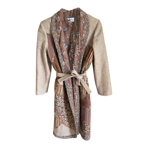 Manteau patchwork en laine