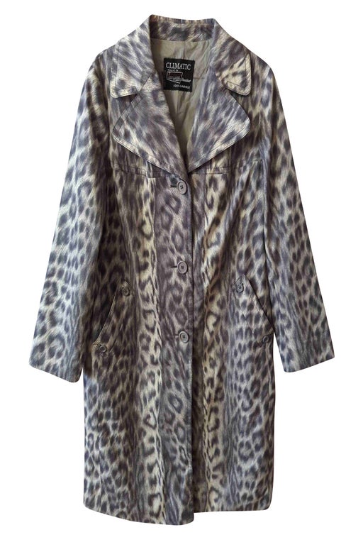 Short leopard trench coat