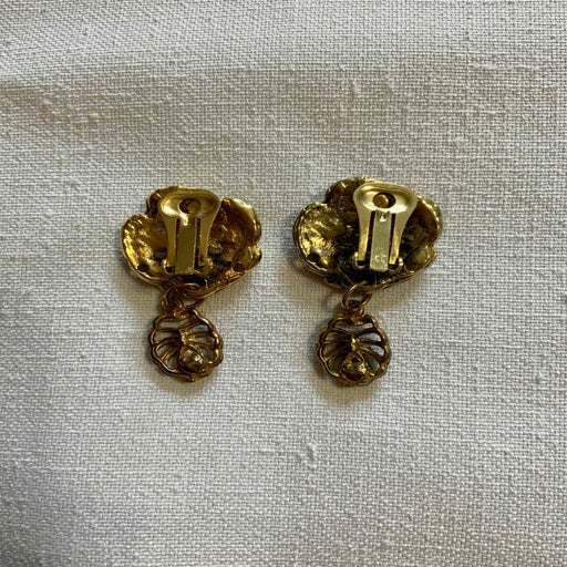 Golden metal earrings