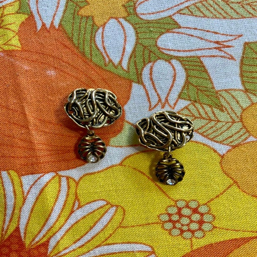 Golden metal earrings