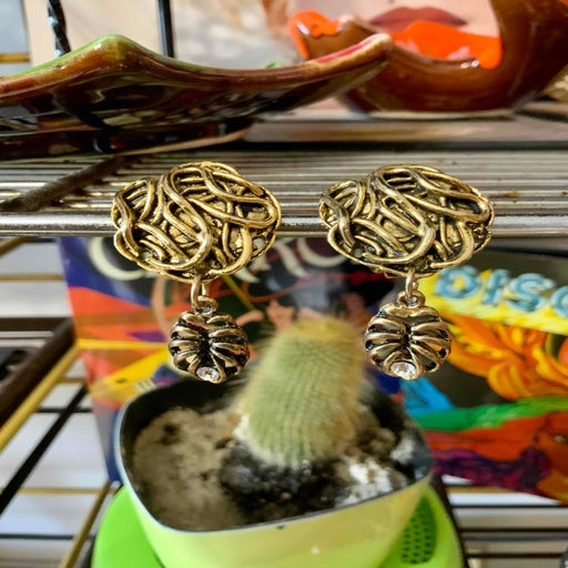 Golden metal earrings