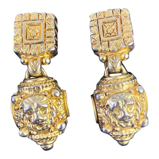 Golden metal earrings