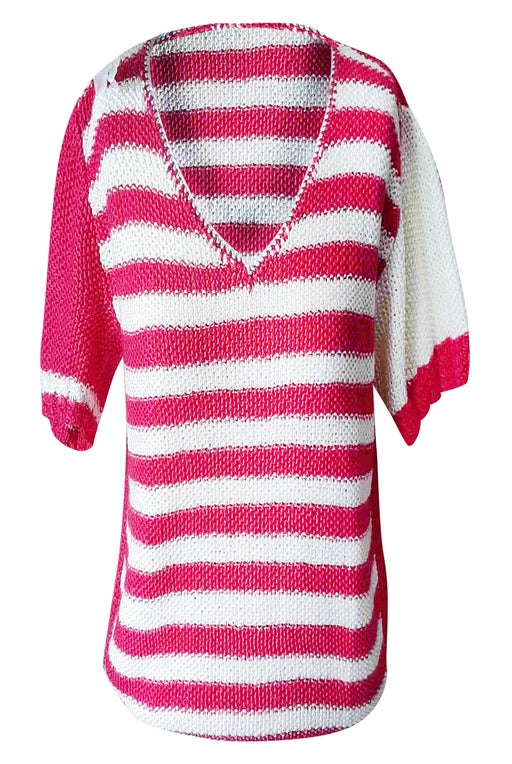 Striped sweater Short sleeves Handmade does not itch