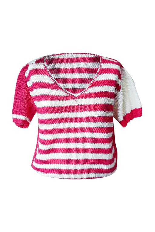 Striped sweater Short sleeves Handmade does not itch