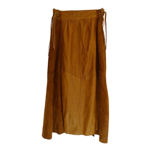 Long leather and suede skirt