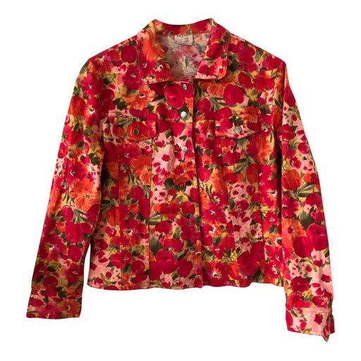 Floral denim jacket