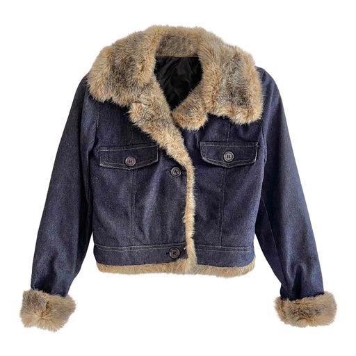 Denim and faux fur jacket