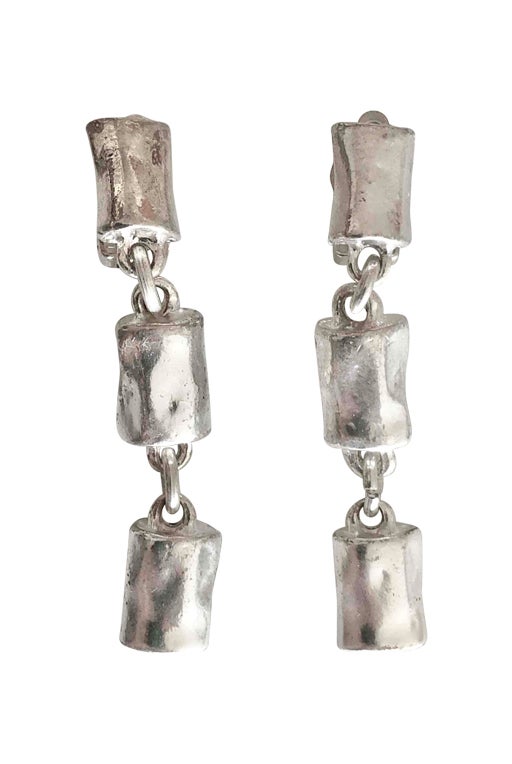 Silver metal earrings