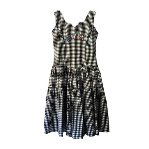 Black and white check motif dress with an