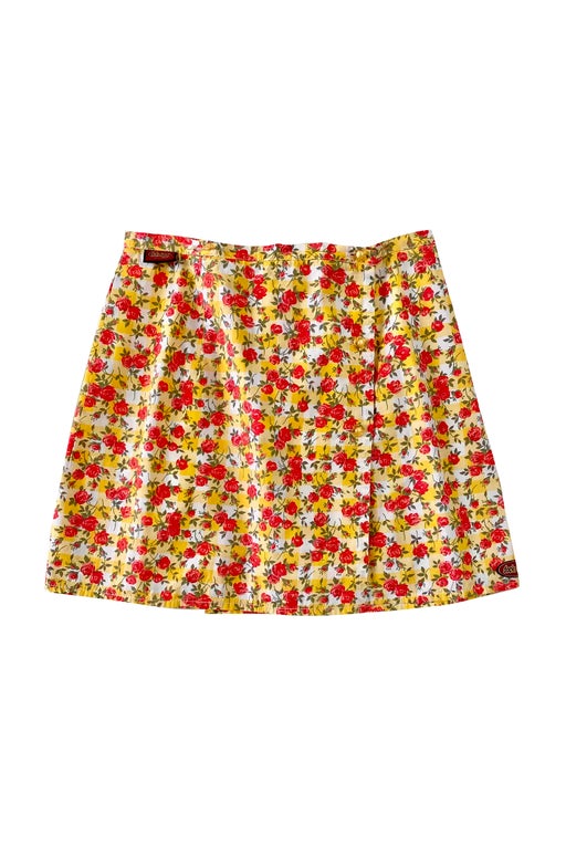 Gingham and flower mini skirt
