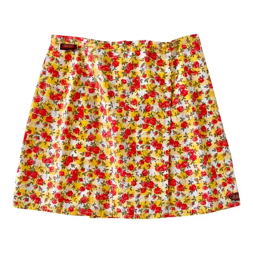 Gingham and flower mini skirt