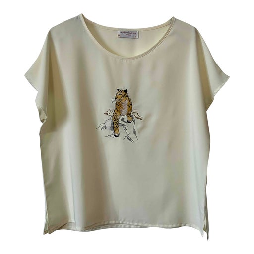 Leopard embroidered blouse