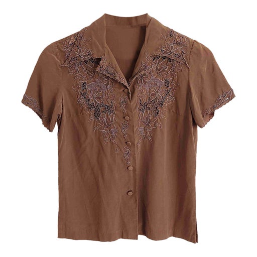 Embroidered silk blouse