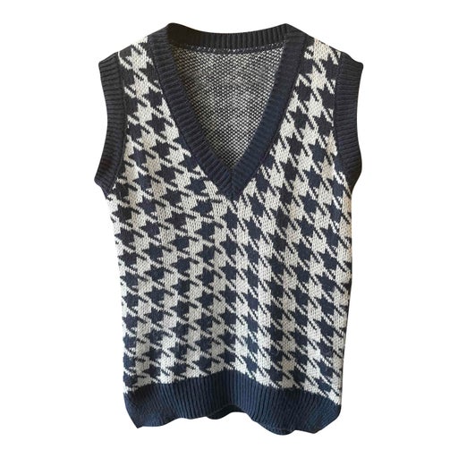 Pull sans manches pied-de-poule