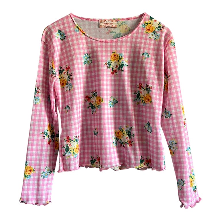 Top mesh vichy et fleurs
