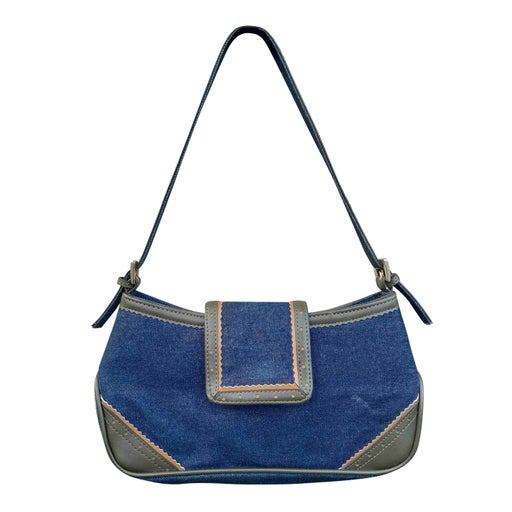 Denim baguette bag