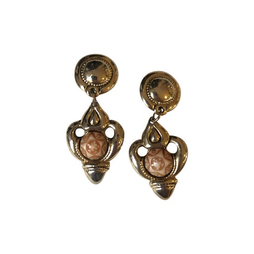 Golden metal earrings