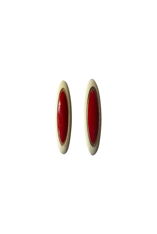 Enamel clip earrings
