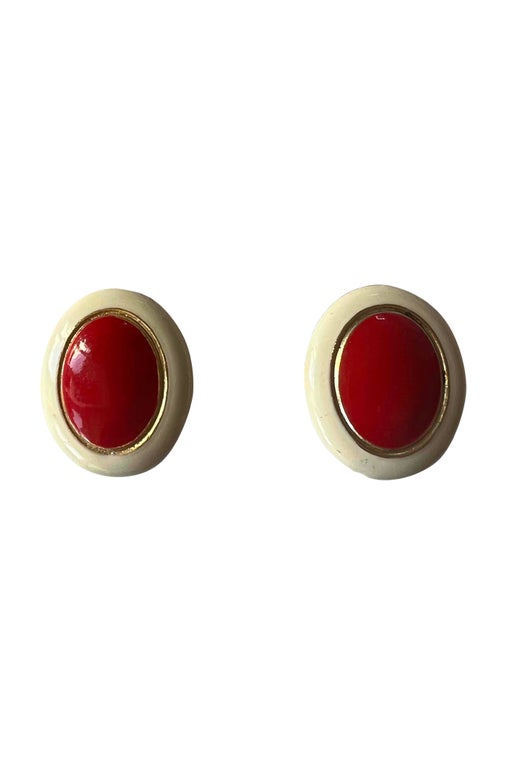 Enamel clip earrings