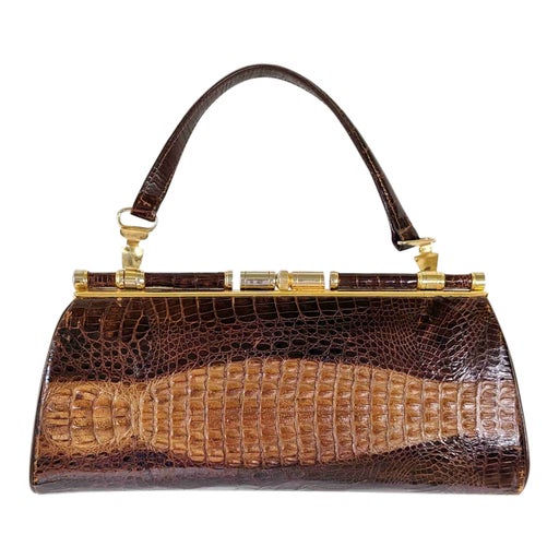 Crocodile baguette bag