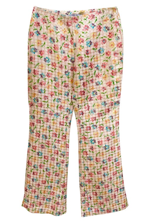 Pantalon flare à fleurs