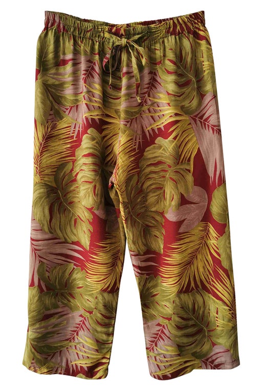 Plant-pattern cropped trousers