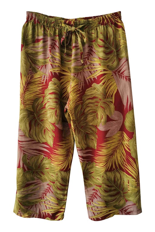 Plant-pattern cropped trousers