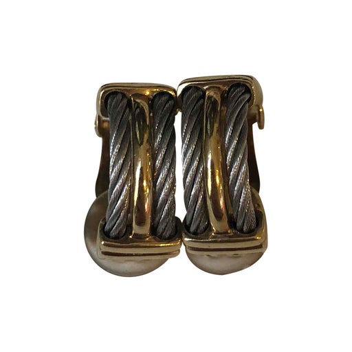 Boucles d’oreilles en métal doré et argenté