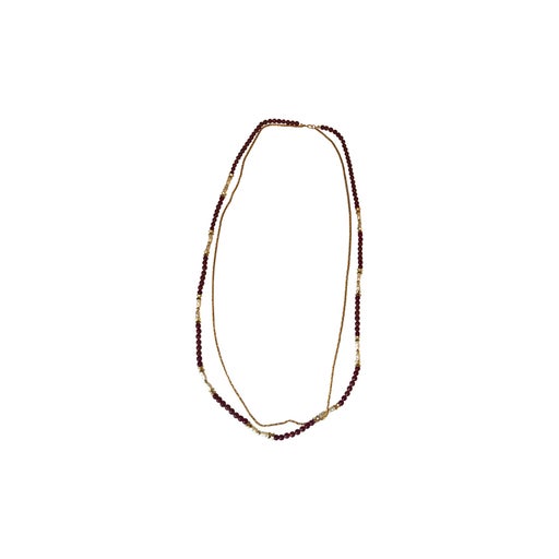 Sautoir en métal doré et perles