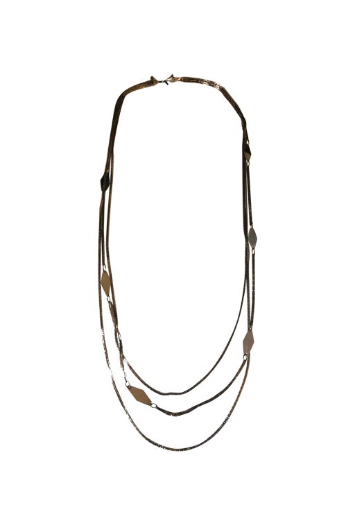 Silver metal long necklace