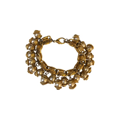 Bracelet in gold metal and pearls