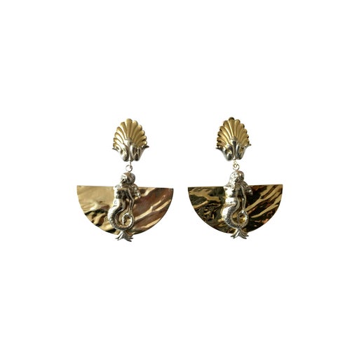 Gold and silver metal earrings