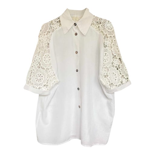 Cotton and crochet shirt