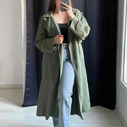Khaki green trench coat